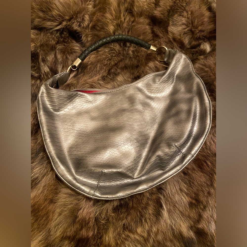 Dana Buchman Silver Faux Reptile Skin Purse